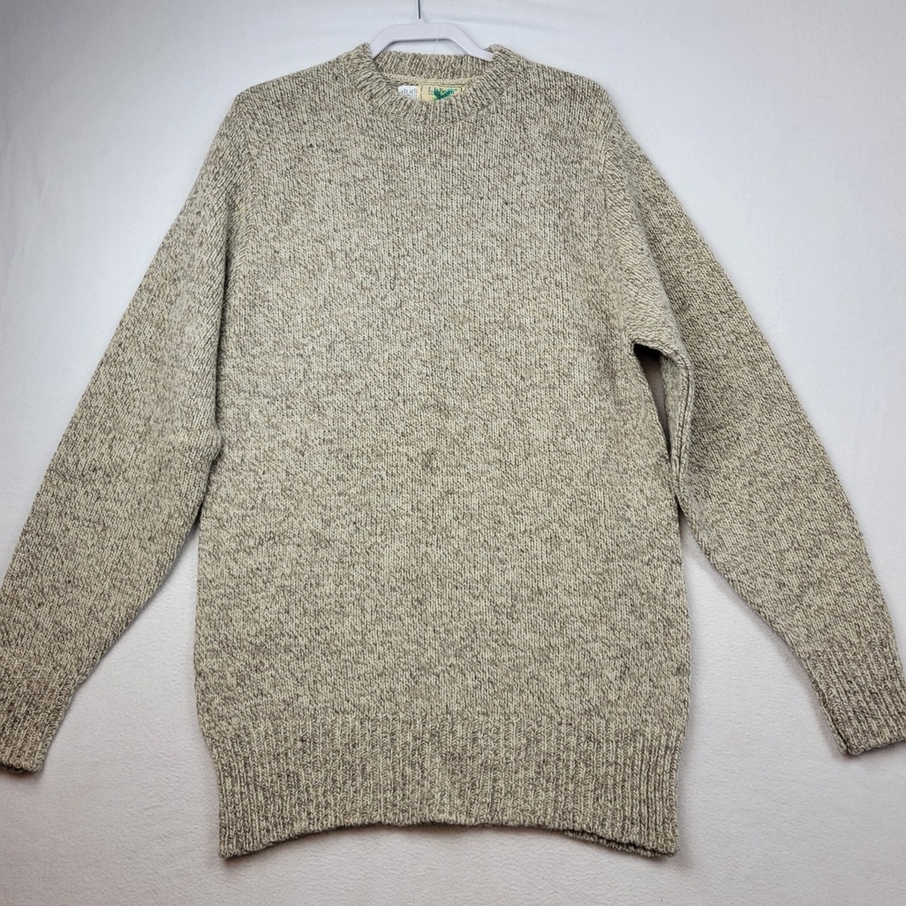 VTG‎ LL Bean Mens Tan Wool Crew Neck Sweater Fisherman Ragg Sz XL Tall Knit USA